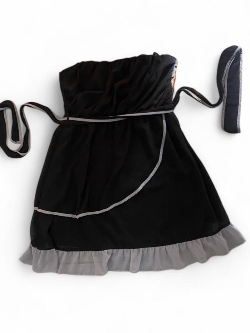 Black and Gray  Strapless Dress with Sash